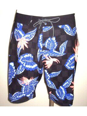 Vans Men's OTW Pismo Swim Boardshorts Black Blue Tropical Print Size 30 NWT